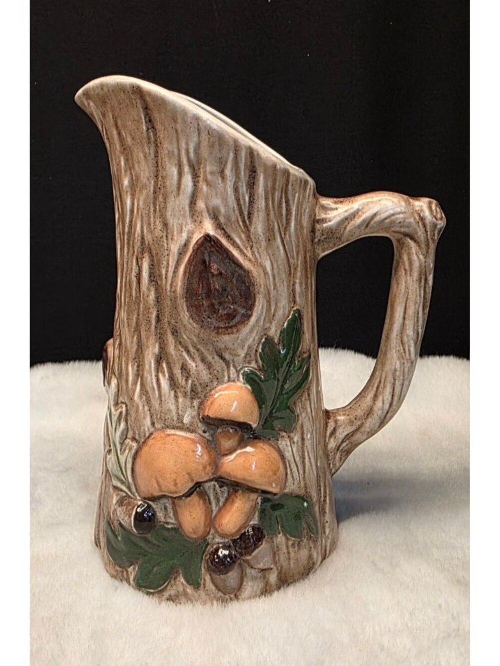 Vtg Retro Ceramic Mid-Century Cottagecore Woodland Mushroom Holland Mold Pitcher